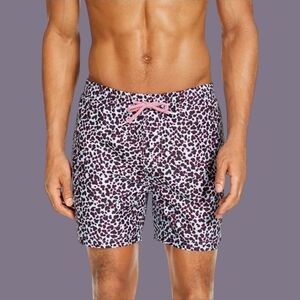 INC International Concepts Men's "Noah Leopard" Patterned Swim Trunks